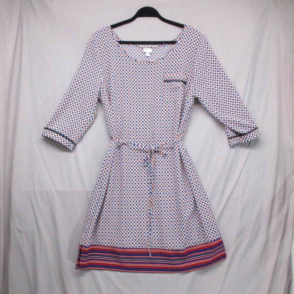 Merona Bohemian Dress Long Sleeve Knee Length Blue/White‎ Size | XL